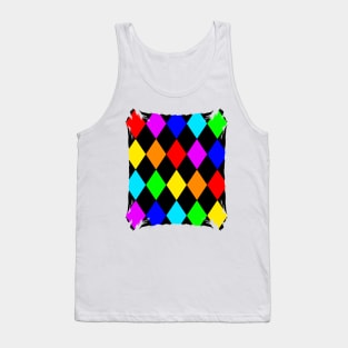 Multicolor Harlequin Pattern - Diamond Pattern Tank Top